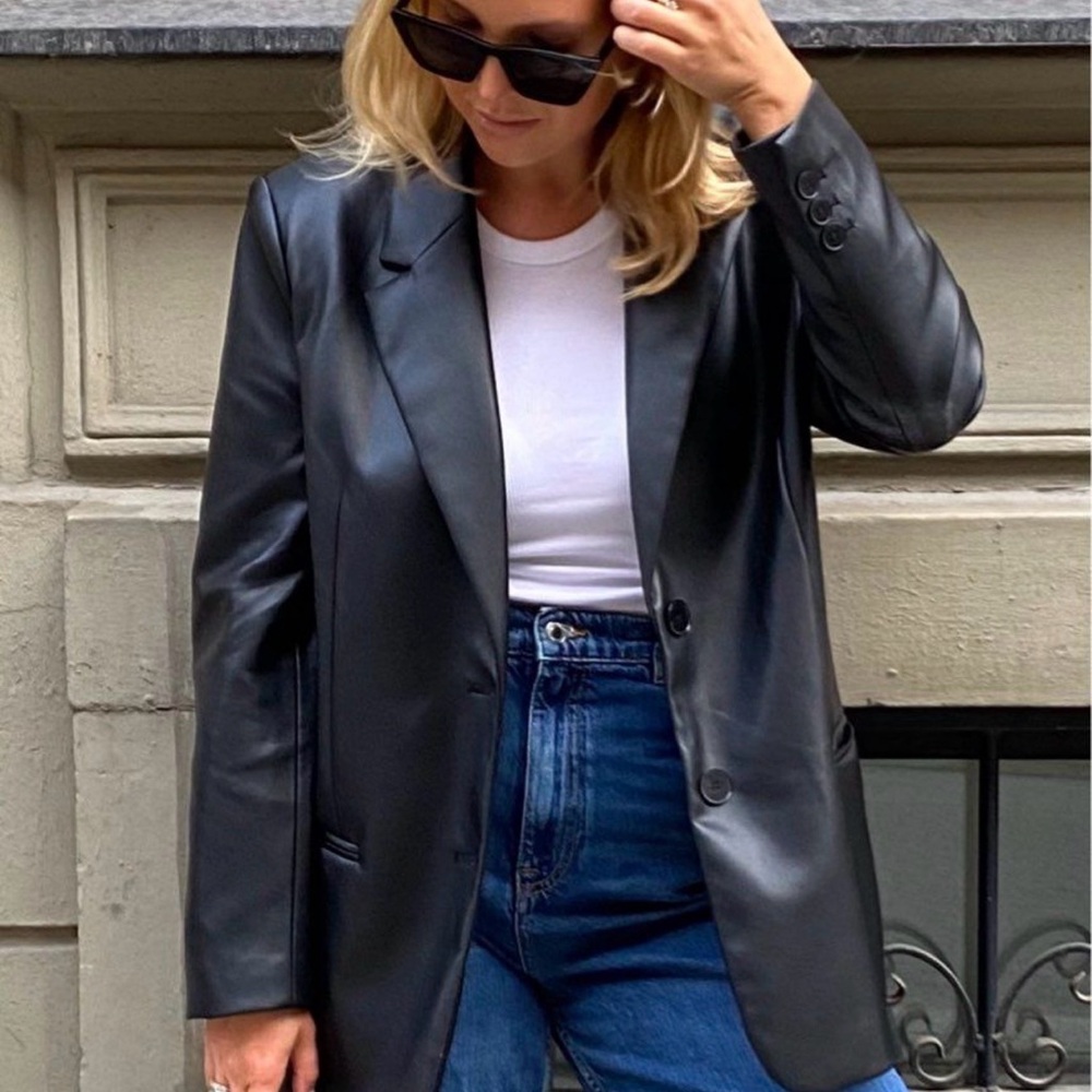 Vera Wang Black Women's Leather Blazer